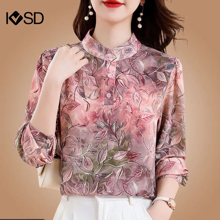 IVSD เสื้อขนาดบวกของผู้หญิงแขนยาว โอ คออเนกประสงค์เสื้อหรูหราลําลองเสื้อลายดอกไม้