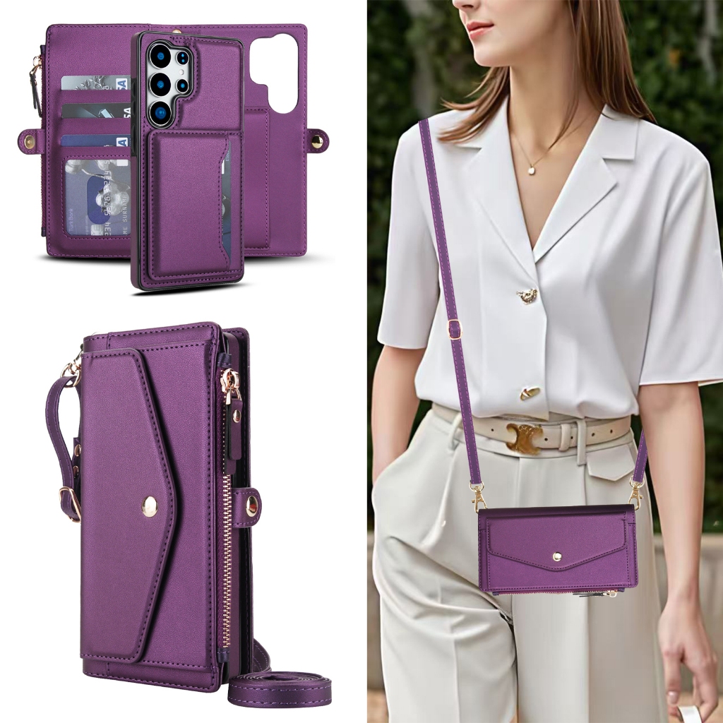 เคสโทรศัพท์ เคส Card Case สําหรับ Samsung S25 Ultra พร้อมสาย lanyard กระเป๋าใส่เหรียญฝาครอบพร้อมผู้ถือบัตรเคสโทรศัพท์สําหรับ Samsung Galaxy S24 Plus S23 Ultra S22 Plus Case S20 S21 FE พร้อมกระเป๋าสตางค์กระเป๋า