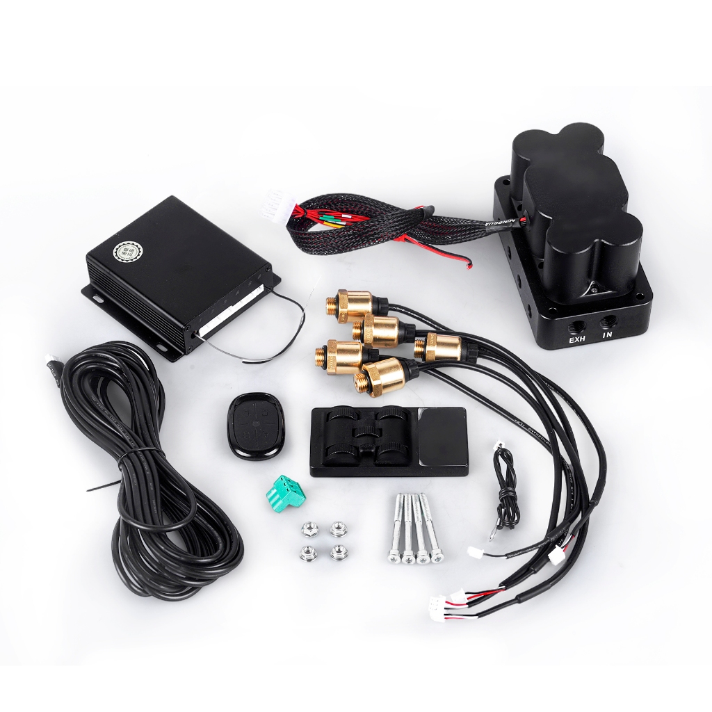 Universal DC12V 200PSI นิวเมติก LD4P4 ระดับลง Air Suspension ระบบควบคุม Solenoid Manifold วาล์ว Hand