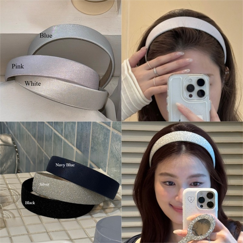 Vintage กว้าง Bling เงินผู้หญิง Headwear Hairbands เครื่องประดับผม