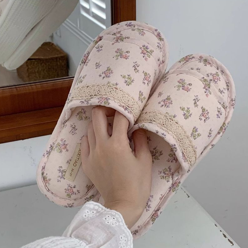 Xixtiao Four Seasons Universal Retro Floral Cotton Linen รองเท้าแตะสุภาพสตรี Sweet Home สบาย - รูปที่ 3