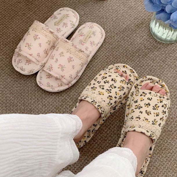 Xixtiao Four Seasons Universal Retro Floral Cotton Linen รองเท้าแตะสุภาพสตรี Sweet Home สบาย - รูปที่ 4