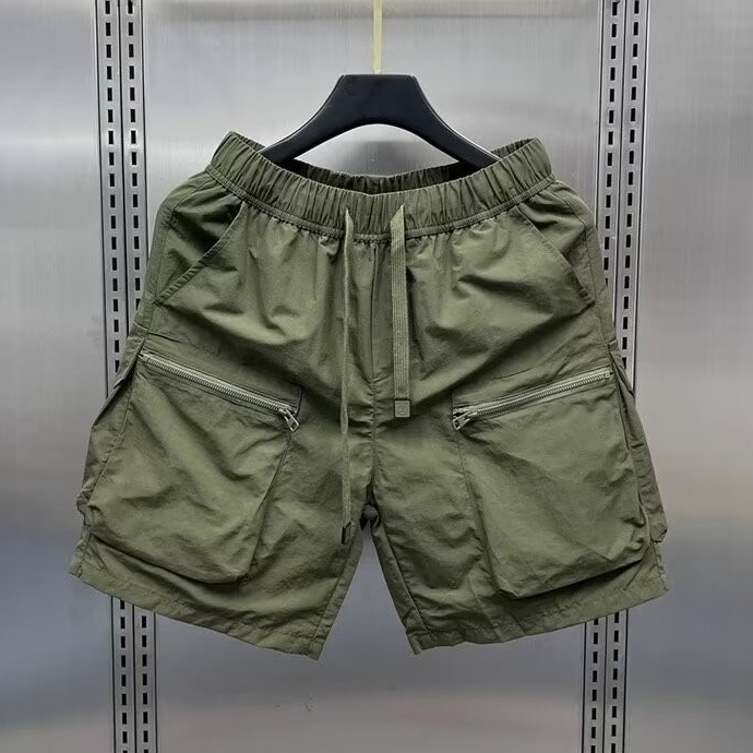 คาโก้ขาสั้น cargo pants ชาย ขนาดใหญ่ หลายกระเป๋า มีซิป บาง แฟชั่น ins M-4XL