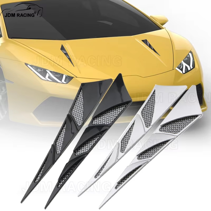 2 ชิ้นสีดํารถยนต์อัตโนมัติจูน Air Flow Intake Scoop Bonnet Vent ฝาครอบ Hood Trim ตกแต่งอุปกรณ์เสริมภายนอก Universal