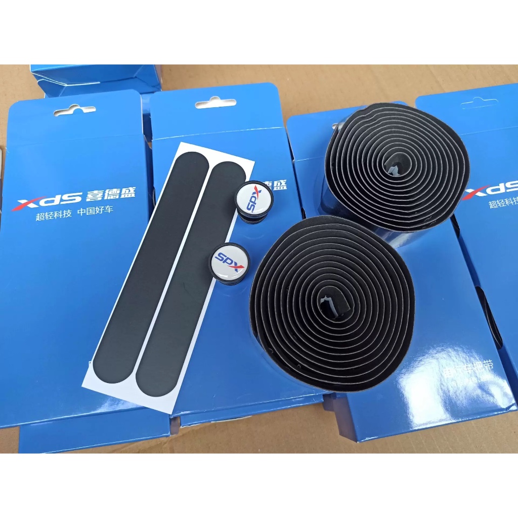 XDS เทปบาร์จักรยานลายคาร์บอนพร้อมจักรยานเสือหมอบ FGFS เกียร์คงที่ด้ามจับงอจักรยานพร้อมเทปห่อ