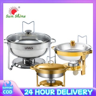 Sun Shine 5.0L    ROUND Chaffing Dish, 304 Stainless Steel, Food warmer Double Bow with Lid Holder