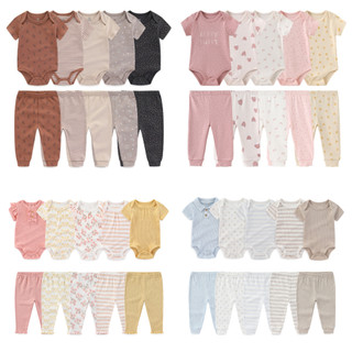 New Born Baby Clothes Set 100%Cotton Baby Boy Girl Romper Strawberry Star Pattern Fashion Baby Clothes Baby Pants 0-12Months Soft Baby Pajamas Onesies For Newborn