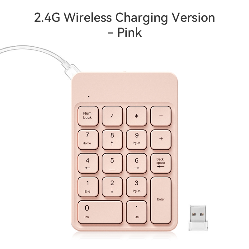 BOW HW157 แป้นพิมพ์ตัวเลขไร้สาย 2.4G ขนาดเล็กแบบชาร์จไฟได้ 18 คีย์ Numpad แบบพกพาสําหรับแล็ปท็อปพีซี