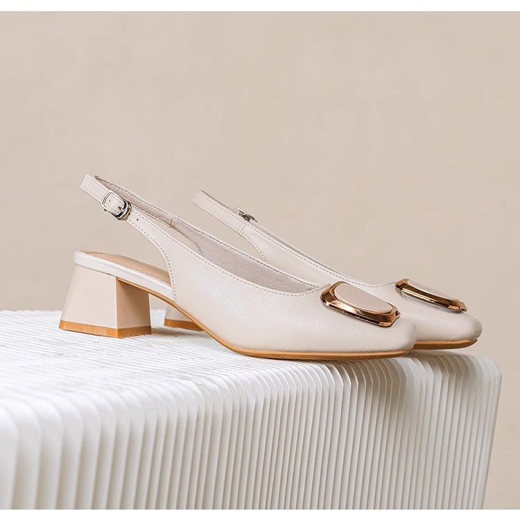 [PY]  รองเท้าแตะเกาหลีส้นบล็อกสแควร์ 2 นิ้ว สำหรับผู้หญิงทำงานออฟฟิศรองเท้าทำงานผู้หญิง - รูปที่ 4