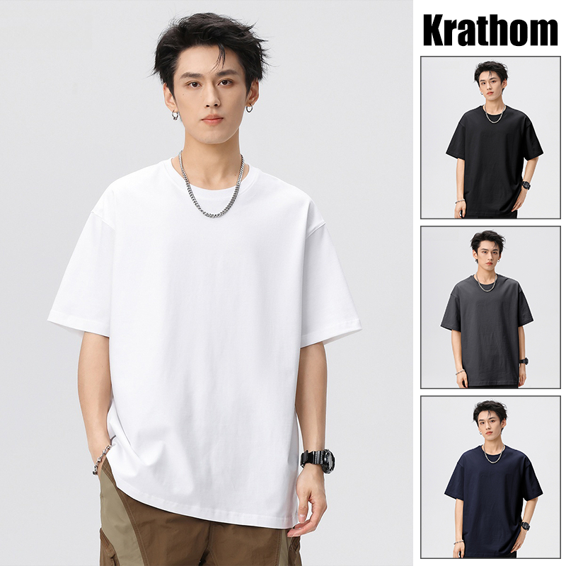 เสื้อยืดแขนสั้นสีทึบระดับพรีเมียม - ลําลอง สวมใส่สบายและอเนกประสงค์ สวมใส่สบายสุด ๆ