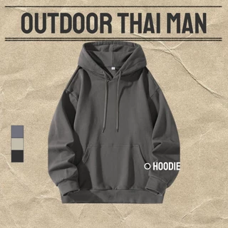 Hoodie Man เสื้อกันหนาวมีฮู้ดผู้ชายแฟชั่นสีทึบสไตล์ฮ่องกงแขนยาวเสื้อแขนยาวใส่ได้ทั้งชายและหญิง