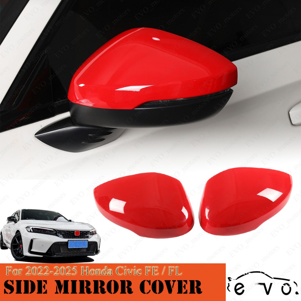 สําหรับ 2022 - 2025 Honda Civic FE FL กระจกมองข้าง 11th Civic Type R รีวิวด้านข้างกระจก Protector Glossy Red Sporty ตกแต่ง