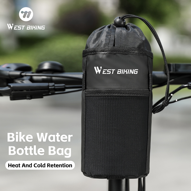 WEST BIKING กันน้ำจับขวดน้ำถุงฉนวนกันความร้อน 9 ซม. เส้นผ่าศูนย์กลางพับจักรยานสมดุลจับถุงกาต้มน้ำถุงเก็บ