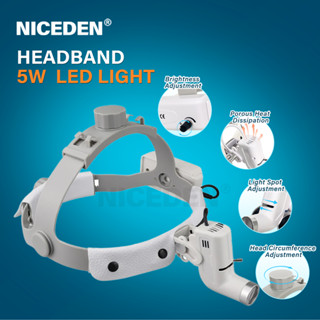 NICEDEN ทันตกรรมไฟหน้า 5W LED โคมไฟสําหรับทันตกรรม Loupes ผ่…