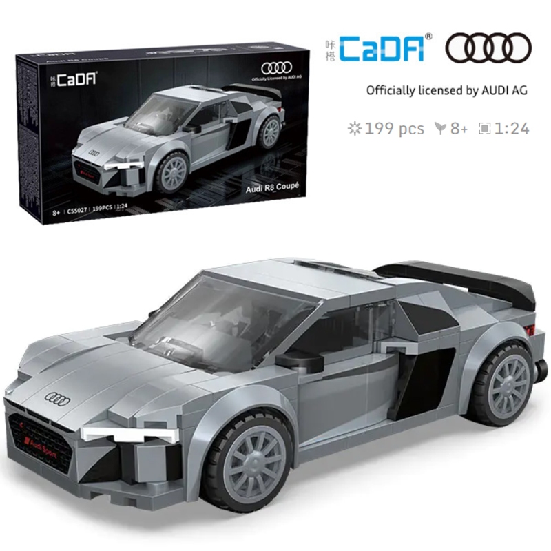 Cada อิฐ 1: 24 Audi R8 Coupe 2019 กีฬารถ C55027 (199 ชิ้น) ได้รับอนุญาตอย่างเป็นทางการ Budgeling บล็อกของเล่นของขวัญ