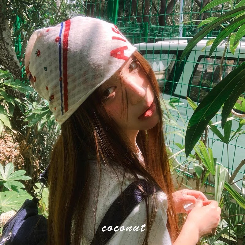 สไตล์เกาหลีถนนแนวโน้มดอกไม้สีแดงขนาดเล็กตัวอักษร ย2เค มิลเลนเนียมสาวร้อนสไตล์ตกแต่งผ้าพันคอไหมหญิง