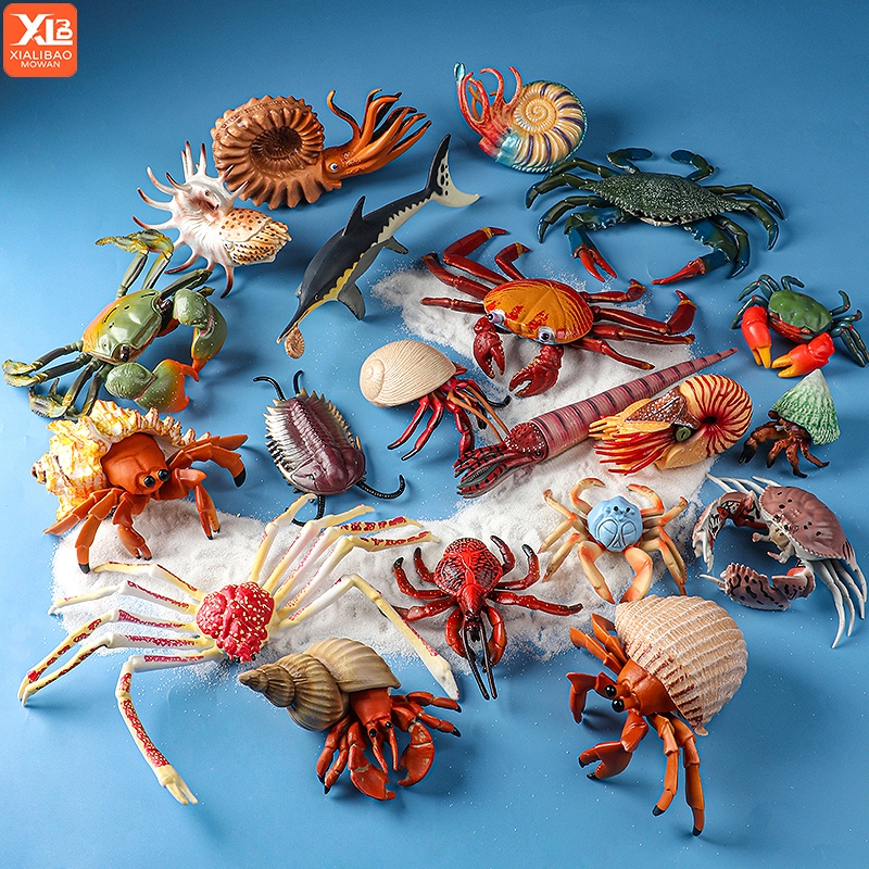 จําลอง Ocean Sea Life สัตว์น่ารัก Crab ตัวเลขการกระทําของเล่นเค้ก Toppers คอลเลกชันเด็กการศึกษาของขวัญ – โปรปัง