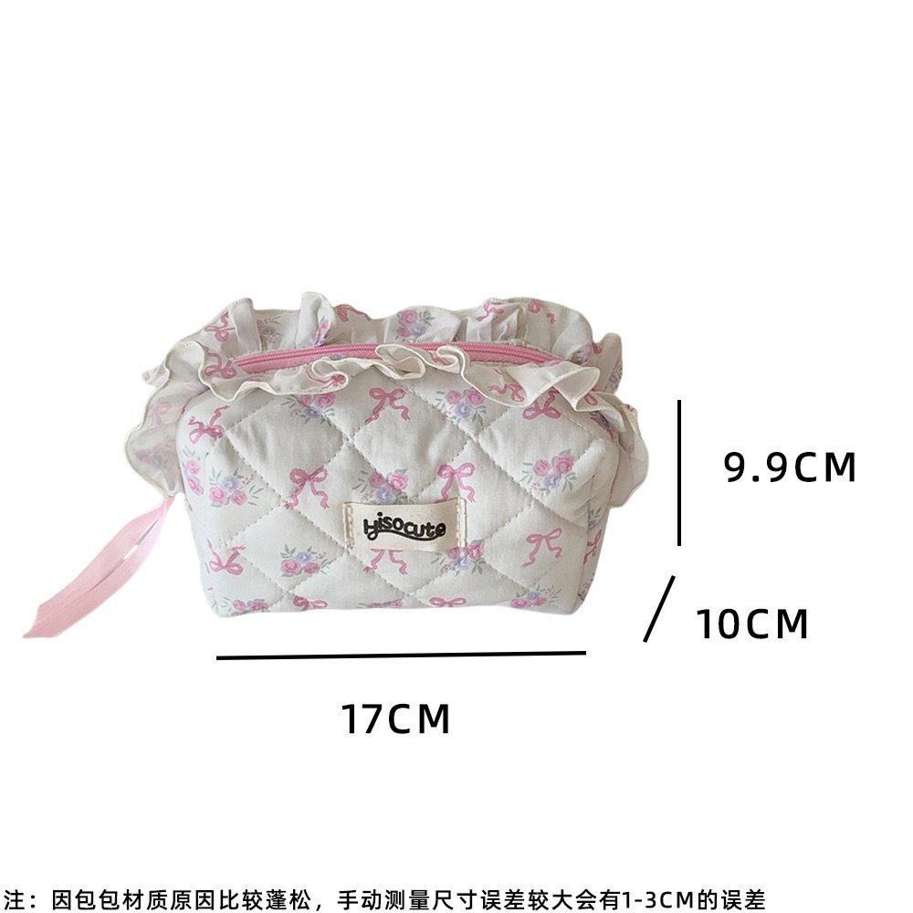 กระเป๋าแต่งหน้าลูกไม้โบว์ กล่องดินสอ กระเป๋าใส่อุปกรณ์อาบน้ํา 17×10ซม ราคา ถูกที่สุด ดีลบีเคเค แกลเลอรีภาพที่ 4