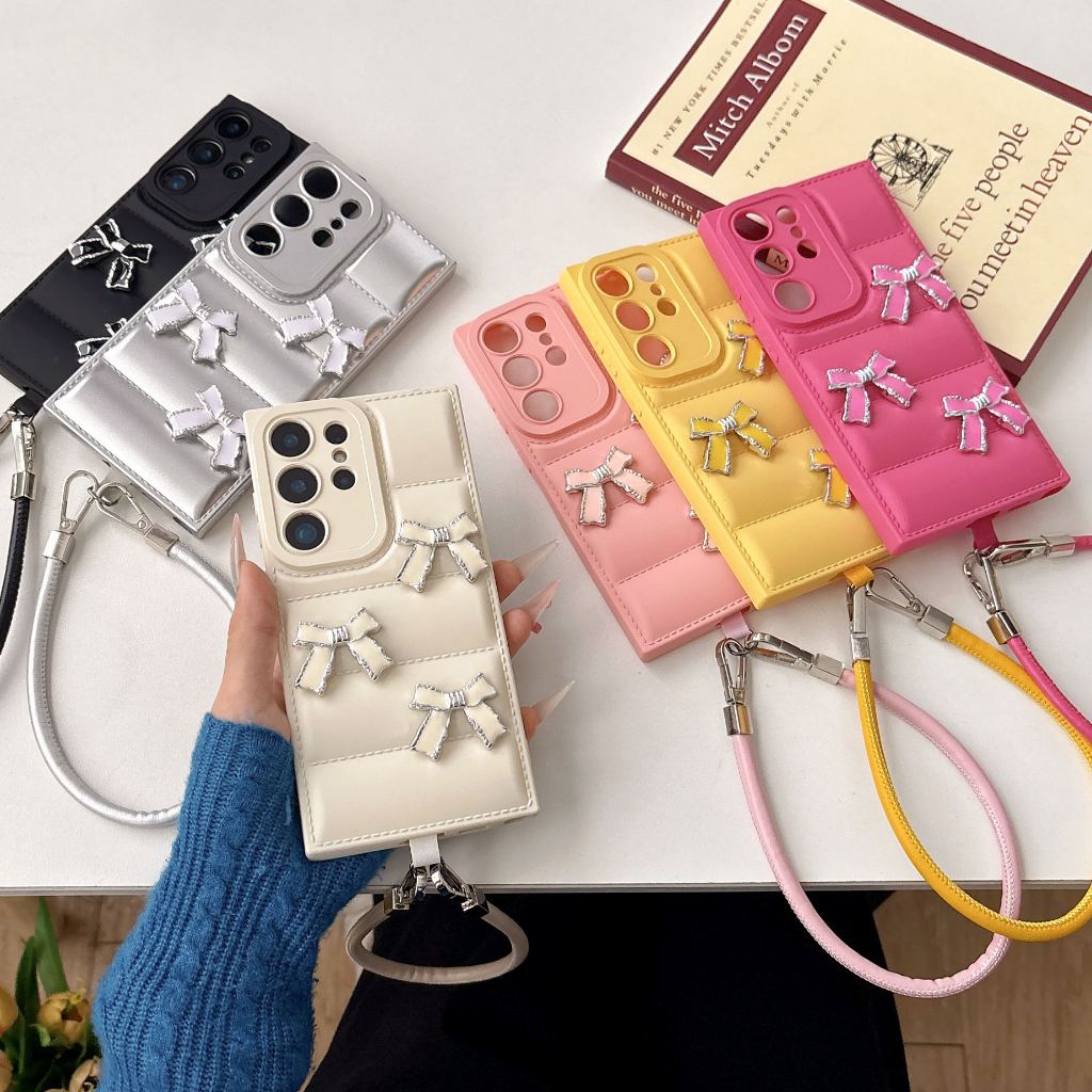 แฟชั่น เสื้อแจ็คเก็ต 3D เนคไทผีเสื้อ เชือกมือ เคส Samsung Galaxy S25 Ultra S25 Plus S25 S24 FE S24 U