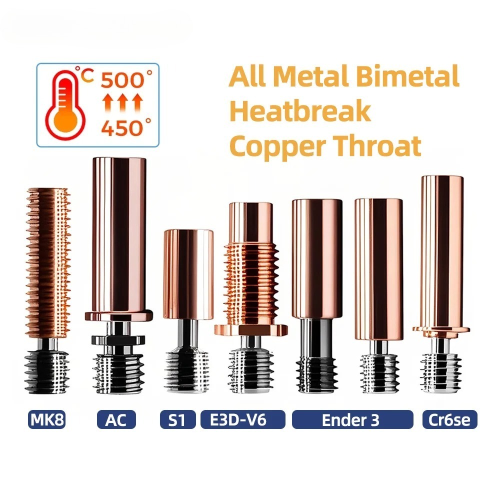 Bi-Metal V6-Crazy CR6 SE CR10-Tcrazy Heat Break ทองแดงและสแตนเลส All-Metal 3D เครื่องพิมพ์คอสําหรับ 