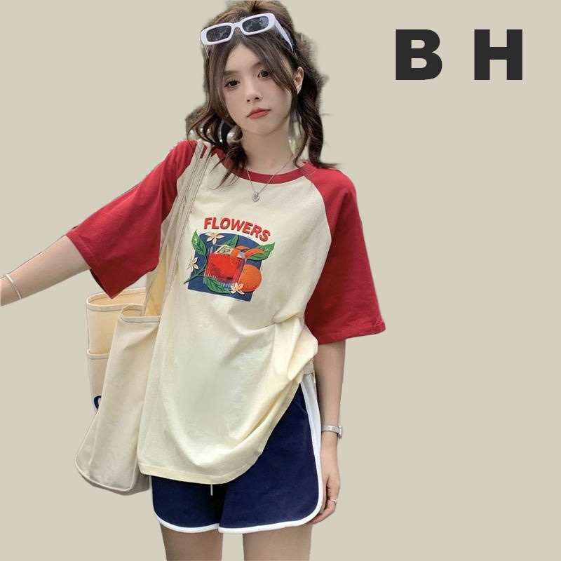 เสื้อยืดแขนสั้น ทรงหลวม สไตล์เกาหลี สําหรับผู้หญิง