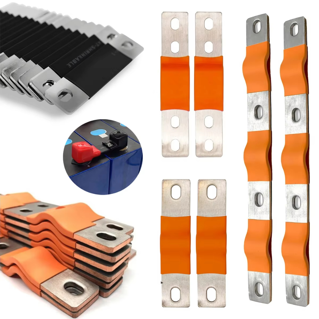 ขั้วต่อบัสบาร์ทองแดงแบบยืดหยุ่น 12V LiFePO4 | ระยะห่างรู: 56 มม./90 มม., ความหนา: 2 มม., 400A | สำหร