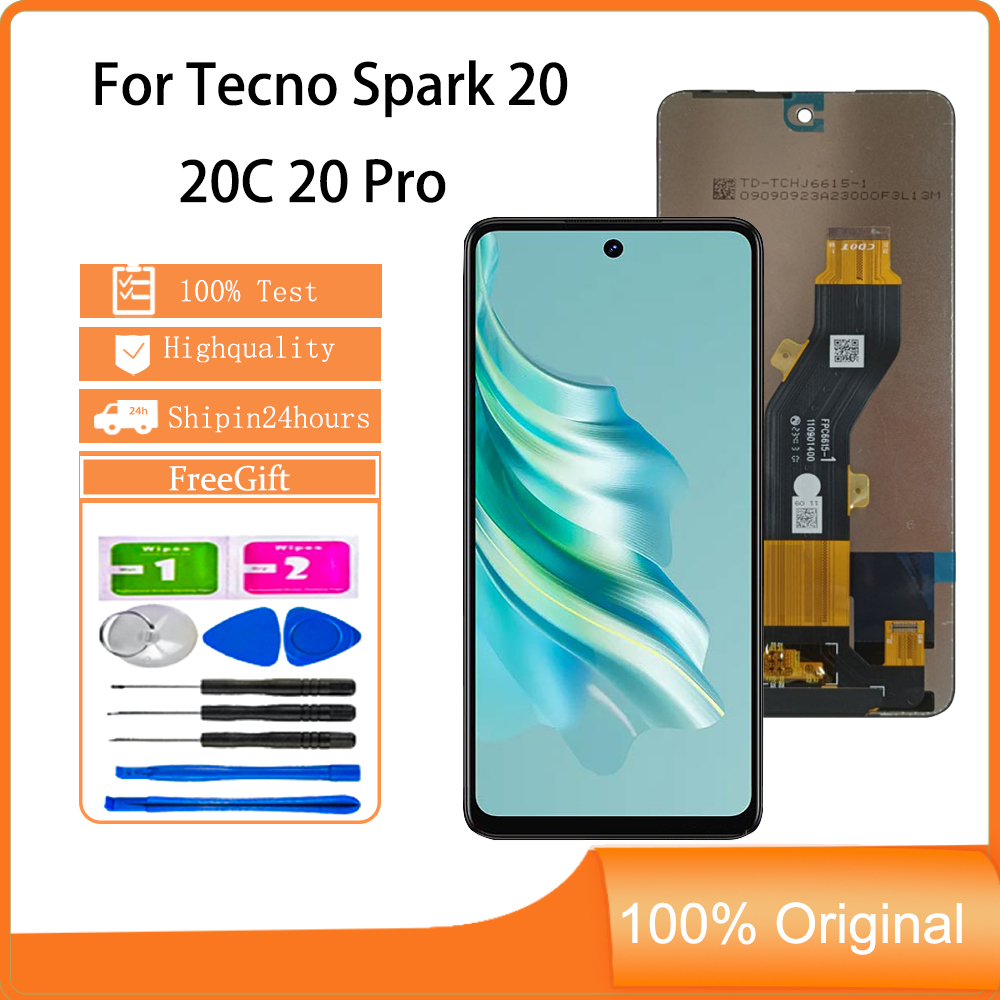 Smhdmy สําหรับ Tecno Spark 20 KJ5 20C BG7 20 Pro KJ6 LCD หน้าจอสัมผัสเปลี่ยน