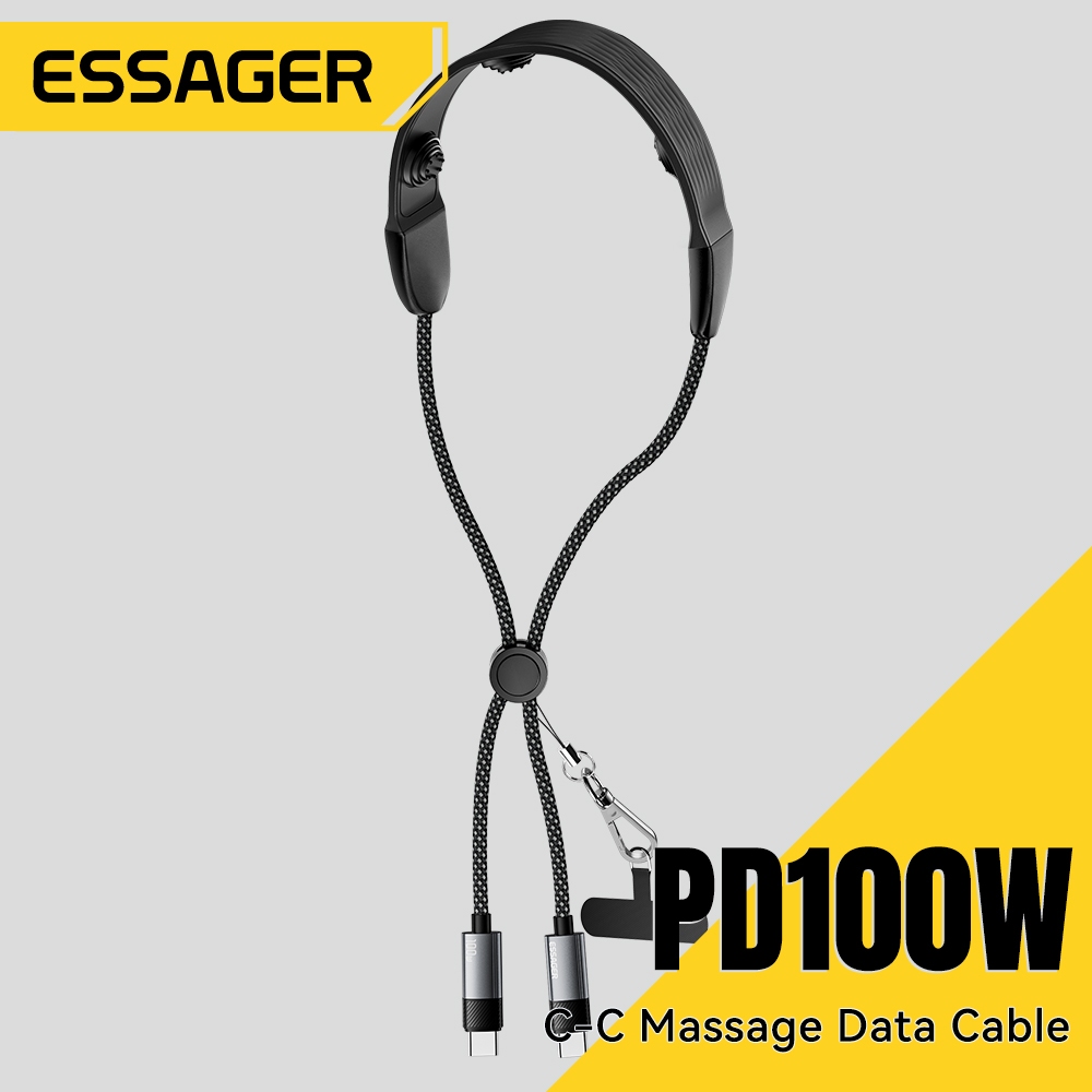 Essager PD 100W Type-C ถึง Type-C เหมาะสําหรับสายเคเบิลข้อมูลการชาร์จที่รวดเร็วเป็นพิเศษพร้อมฟังก์ชั