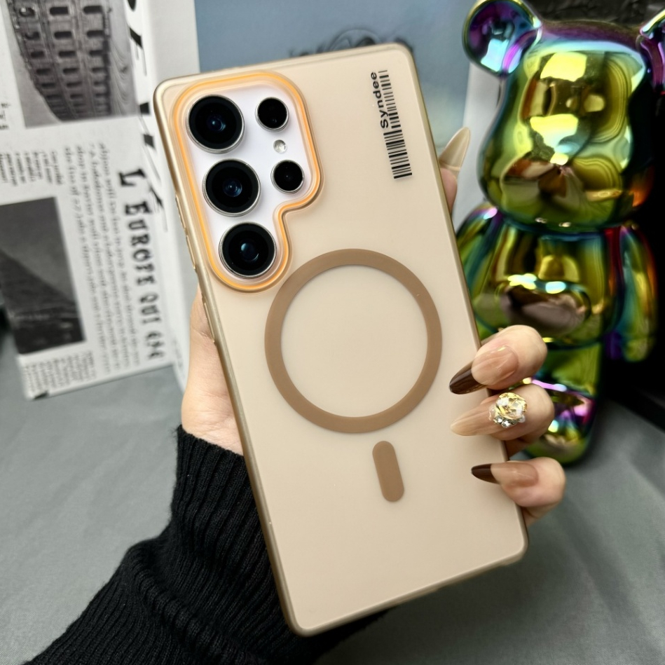 เคสโทรศัพท์แม่เหล็กสำหรับ ซัมซุง Samsung Galaxy S25 Edge S24 S23 FE S22 Plus Ultra 5G Case เคสป้องกันการกระแทก ป้องกันรอยขีดข่วน ลายบาร์โค้ดสร้างสรรค์