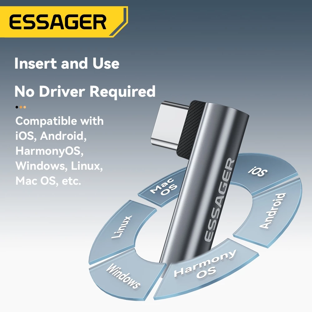 Essager Type-C/L ถึง 3.5 มม. ตัวแปลงเสียงแจ็คหูฟังอะแดปเตอร์เสียง AUX thumbnail 5