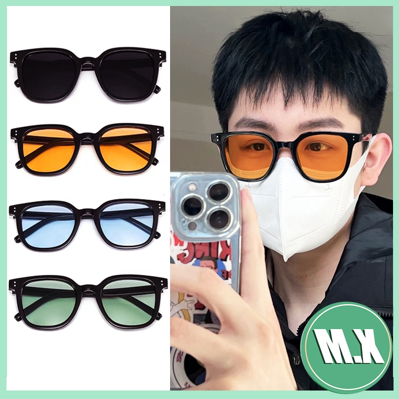 แว่นกันแดดแฟชั่นเกาหลีเลนส์สีเงาฮิปฮอปวินเทจกรอบสี่เหลี่ยมแว่นกันแดด UV400 unisex 2210