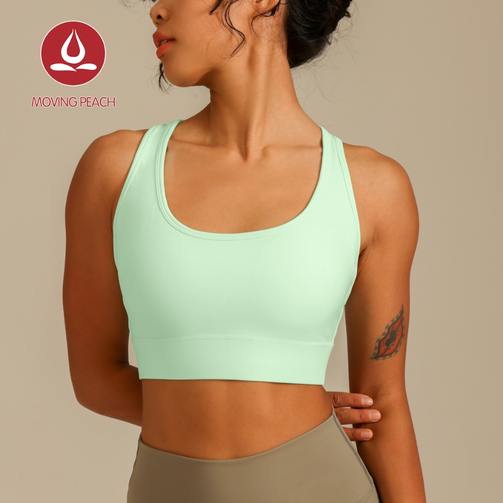 MOVING PEACH ผู้หญิงกีฬา Bra Slim Fit Comfort โยคะ Bra หยด Hollow กลับ Breathable ถอดออกได้ สำหรับยิมพิลาทิส เต้นรํา และสวมใส่ทุกวัน BBO ราคา ถูกที่สุด ดีลบีเคเค แกลเลอรีภาพที่ 9