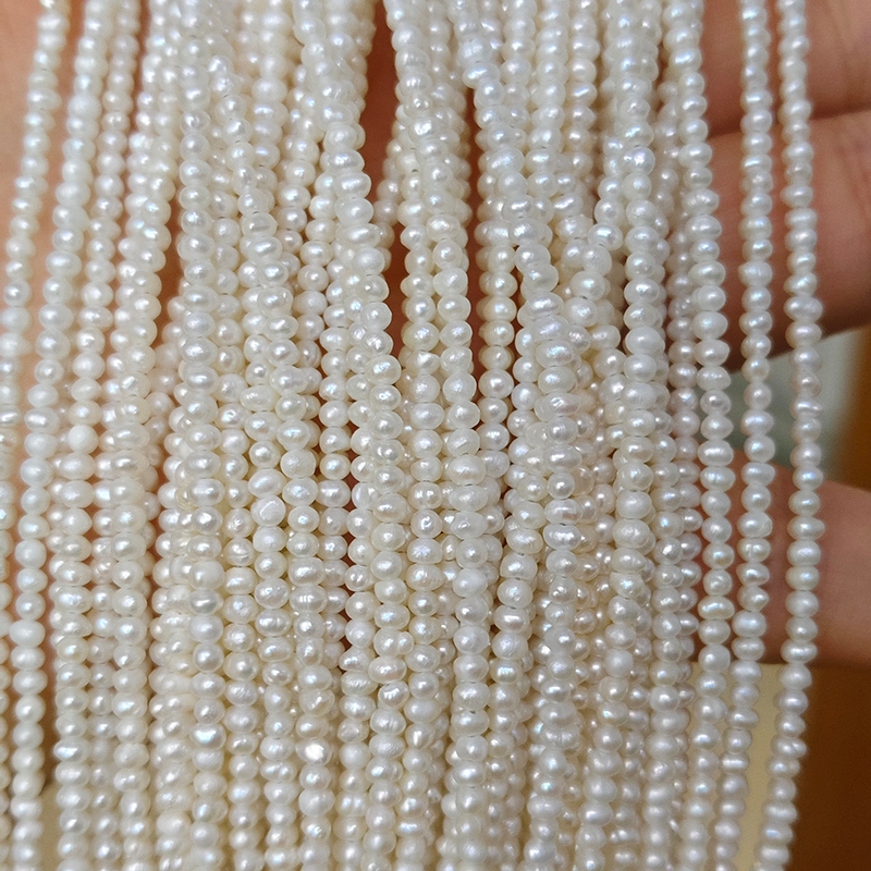 ร้อนขาย1.8-2.2มิลลิเมตรมันฝรั่งมุกแท้ไข่มุกน้ําจืดธรรมชาติ ทําเอง สร้อยคอสร้อยข้อมือ