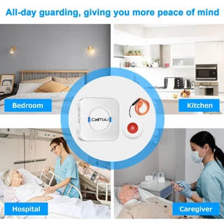 Daytech ผู้ดูแลเพจเจอร์ ปุ่มเตือนไร้สายระบบอินเตอร์คอมภายในบ้านระยะไกล 2 ทางวิทยุสําหรับบ้าน