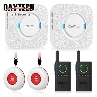 Daytech ผู้ดูแลเพจเจอร์ ปุ่มเตือนไร้สายระบบอินเตอร์คอมภายในบ้านระยะไกล 2 ทางวิทยุสําหรับบ้าน