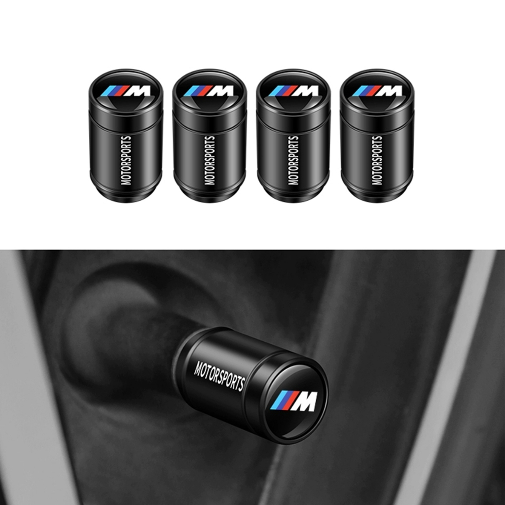 ฝาครอบวาล์วยางรถยนต์ อัลลอย กันกัดกร่อน สีดํา สําหรับ BMW X1 X3 M3 M5 X1 X5 X6 Z4 3 5 7 Series 4 ชิ้น