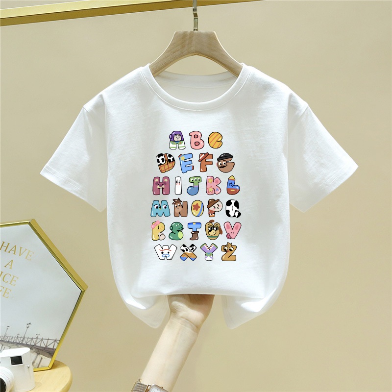 เสื้อยืดเด็กแขนสั้น ผ้าฝ้ายแท้สำหรับฤดูร้อน ดีไซน์ทันสมัย สำหรับเด็กผู้ชายและเด็กผู้หญิง