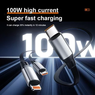 100W สายชาร์จเร็ว 3in1 มี2สี Set Charger สายชาร์จ100w usb cable TypeC ip
