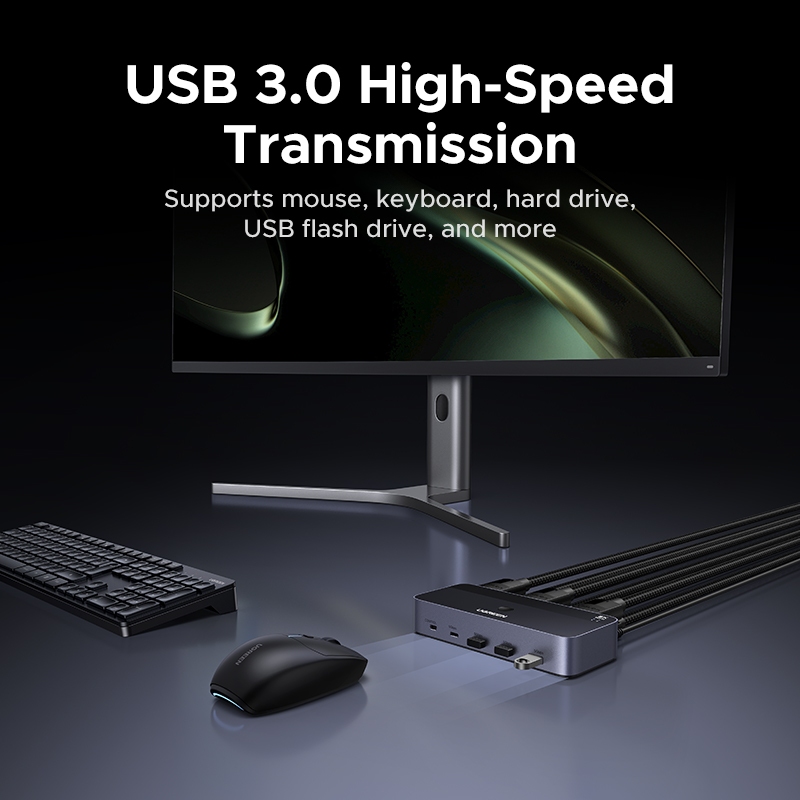 UGREEN DP KVM สวิทช์ 8K60Hz 2 จอภาพ 2 PCs Ultra HD รูปที่ 4