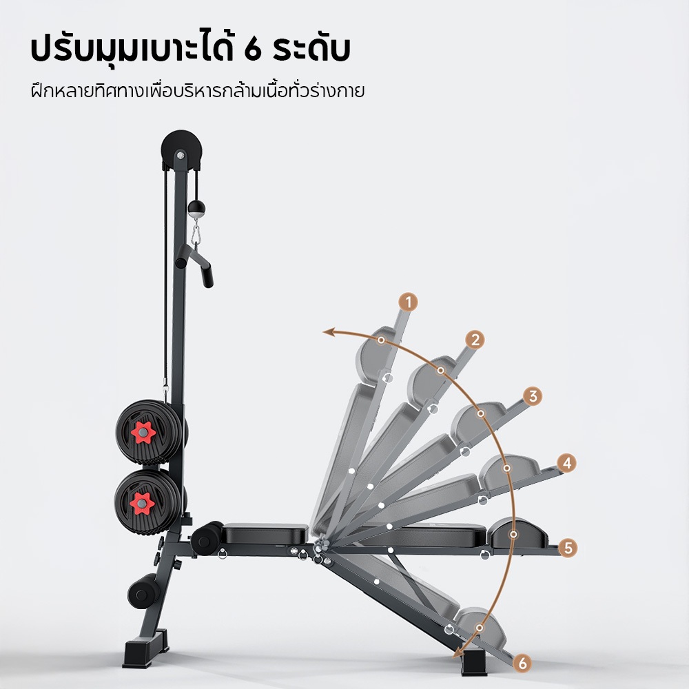 OneTwoFit ม้านั่งดัมเบล ม้านั่งยกน้ำหนัก ม้านั่งดัมเบลแบบดึงลงสูง ดัมเบล Bench บ้านอุปกรณ์ออกกำลังกายหนัก ปรับความสูงได้ 6 ระดับ - รูปที่ 4