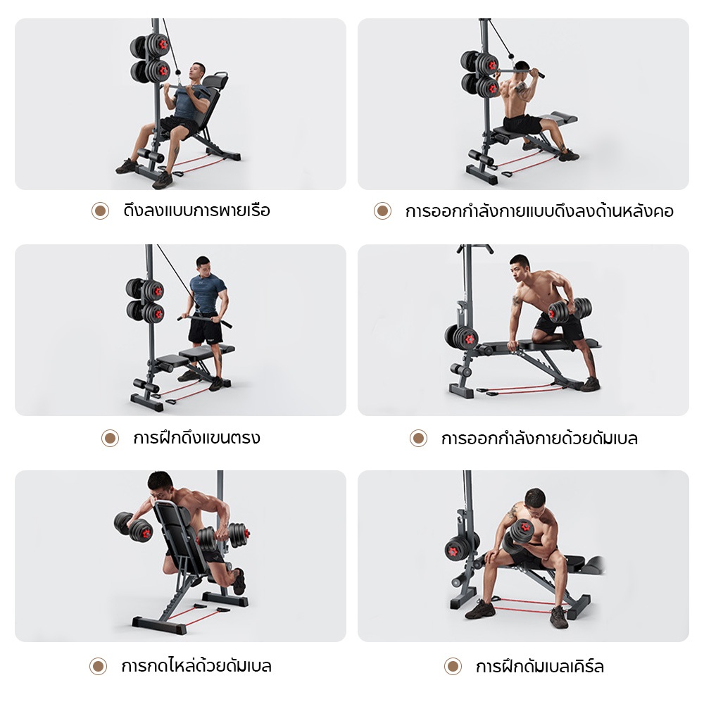 OneTwoFit ม้านั่งดัมเบล ม้านั่งยกน้ำหนัก ม้านั่งดัมเบลแบบดึงลงสูง ดัมเบล Bench บ้านอุปกรณ์ออกกำลังกายหนัก ปรับความสูงได้ 6 ระดับ - รูปที่ 6