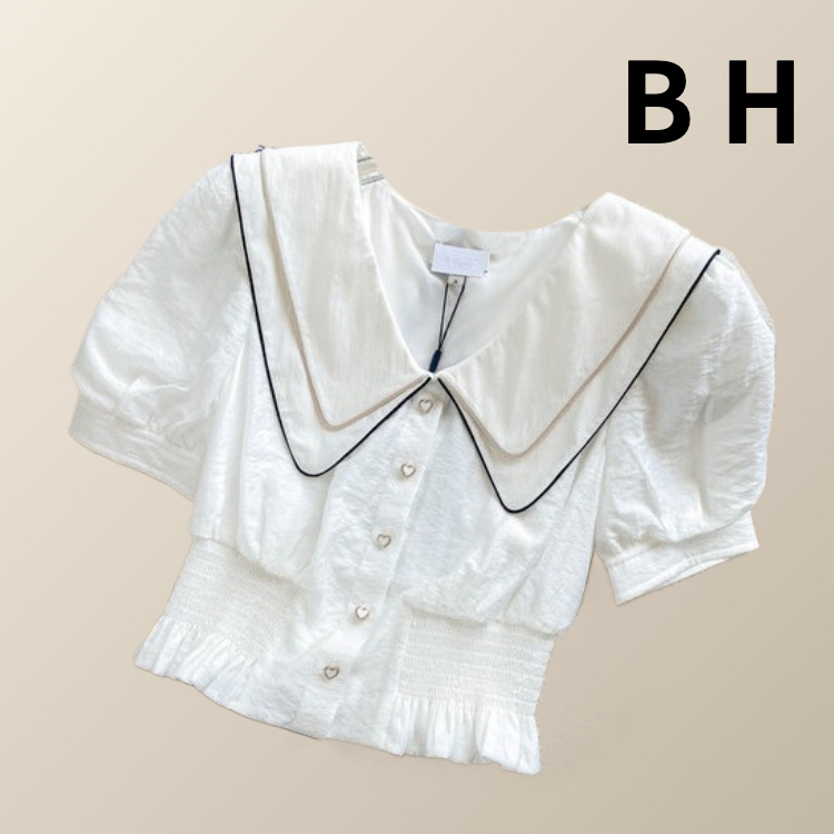 Bh เสื้อเชิ้ตแขนสั้น คอตุ๊กตา สไตล์ฝรั่งเศส สําหรับผู้หญิง