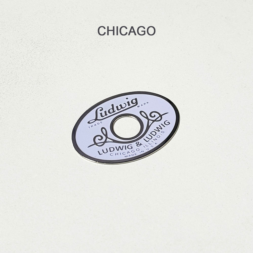 Ludwig & Ludwig White & Silver Drum Badge Reproduction