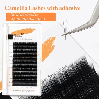 Yelix ธรรมชาติ Camellia Lash Extensions Multi-ความยาวง่ายพัดลม Eyelash Extension รัสเซีย Volume Premade ขนตาปลอม