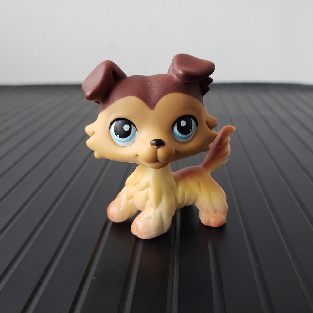 Littlest Pet Shop LPS 58 Brown Collie Dog Blue Eyes Puppy Toy