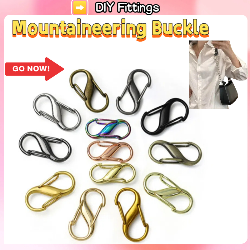 โลหะผสมสังกะสี 8-คํา หัวเข็มขัดปีนเขาโลหะกระเป๋าโซ่สั้นตัวปรับหัวคู่รูปตัว ส สายคล้องกระเป๋าหัวเข็มขัดปรับโซ่