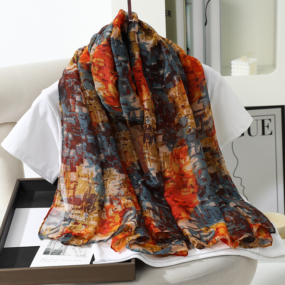 พิมพ์โมเสคดอกไม้ผ้าคลุมไหล่ผ้าคลุมไหล่ผ้าคลุมไหล่ผ้าคลุมไหล่ผ้าฝ้ายยาว 180 ซม. Murah Simple Voile ผ้าพันคอ Corak มุสลิมฮิญาบ