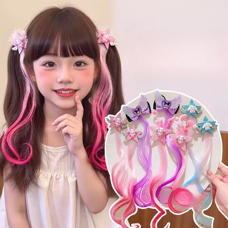 เด็กไฮไลท์วิกผมถักเปียอุปกรณ์ผมการ์ตูนดาวห้าแฉกถักกิ๊บ