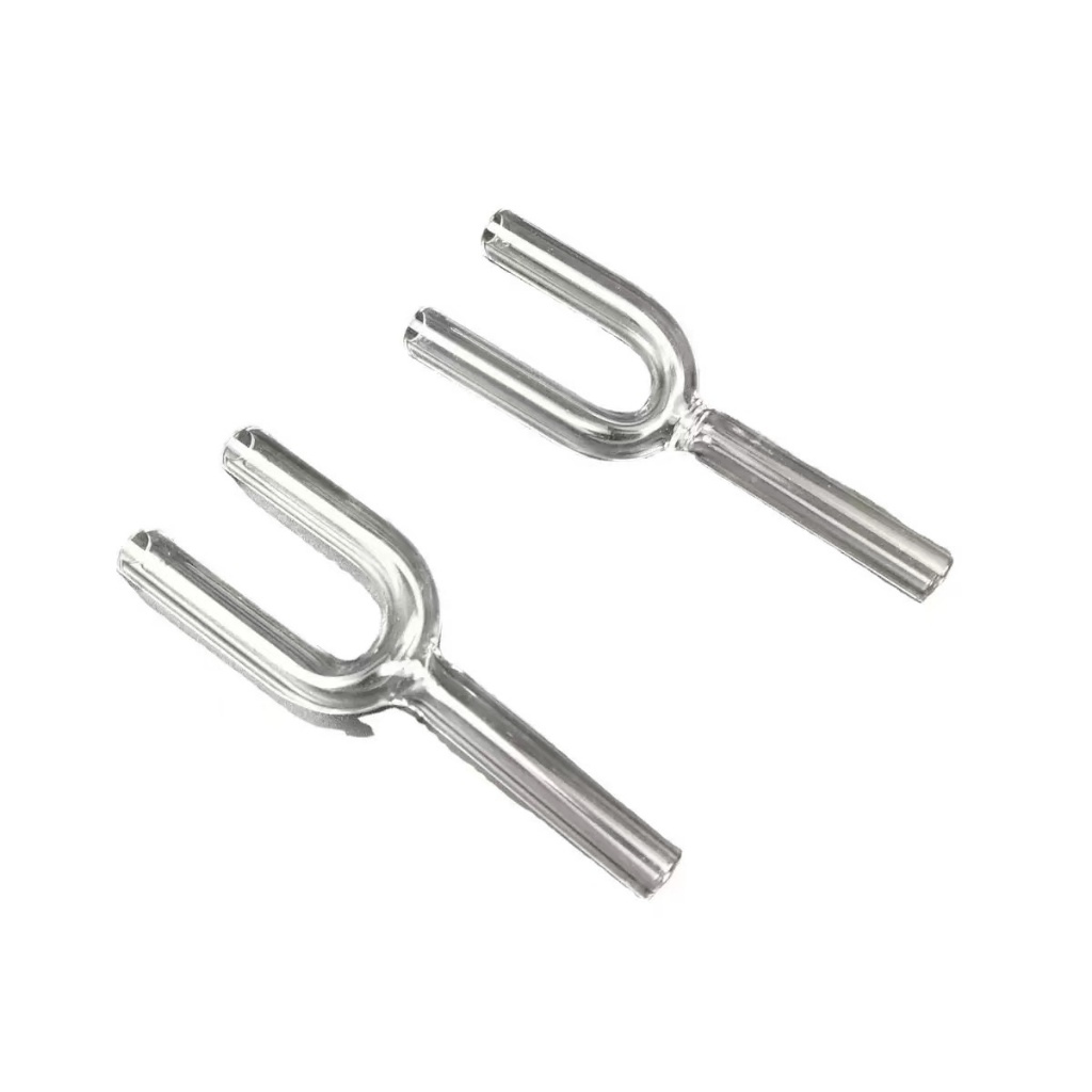 2PCS หลอดแก้ว Dia 1 ซม. - Y Shape Double Barrel Lab 3 Way Connector 4.4 นิ้ว / 11.2 ซม., Dual Barrel Muffler Fitting