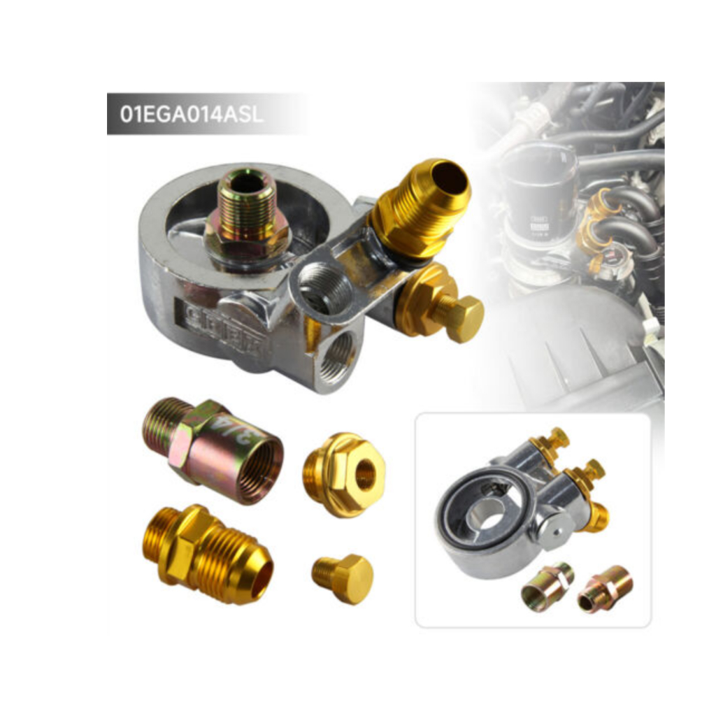 AN10 กรองน้ํามันเครื่องอลูมิเนียม Cooler แผ่นแซนวิชอะแดปเตอร์ Thermostat w/80 Deg 176 F